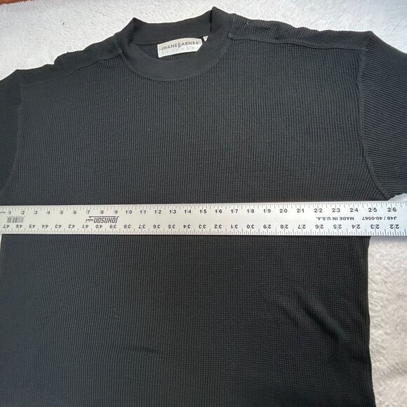 Jhane Barnes Mens Black 100% Silk Waffle Knit Short Sleeve Crew Neck T-Shirt XL - Picture 6 of 7